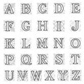 Foliate and floral alphabet letters set