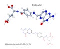 Folic acid - 3d illustration of molecular structure