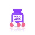 folic acid, B9 vitamin icon on white