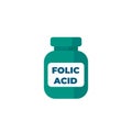 Folic acid bottle icon on white