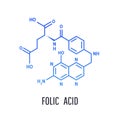 Folic acid Molecular chemical formula on isolated background. Vitamin B9 Royalty Free Stock Photo