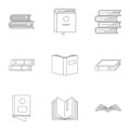 Folio icons set, outline style