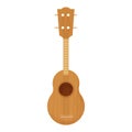 Folk acoustic guitar ukulele in cartoon style from wood isolated on white background. Hawaiian traditional musical instrument, Royalty Free Stock Photo