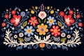 folk art of floral ornament design, Abstract Art, intricate detail, Generated AI