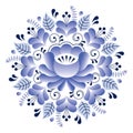 Folk art floral pattern, Russian design inspired by Gzhel ceramics style