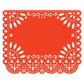 Papel Picado vector floral template design with abstract shapes, Mexican paper decorations pattern in orange, traditional fiesta b