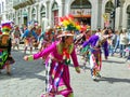 Folk bolivian dancers at the parade