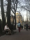 A folk busker plays a Ukrainian bandura in Kyiv - UKRAINE