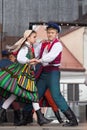 Folk dancers from city of Lowicz and traditional costumes, Poland