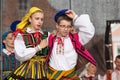 Folk dancers from city of Lowicz and traditional costumes, Poland