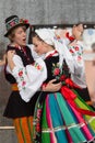 Folk dancers from city of Lowicz and traditional costumes, Poland