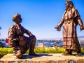 folk dancers man and woman statue with national dressing