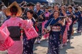 Folk Dancers, Shitamachi Tanabata Matsuri, Kappabashi Street, Tokyo, Japan. Royalty Free Stock Photo