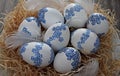 Folk easter eggs with flower decor