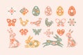 Folk easter set in flat style Royalty Free Stock Photo