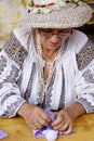 Folk female artist from Salaj, Romania dressed in the traditional Romanian blouse