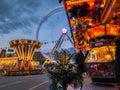 Folk festival in the city in the evening