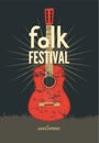 Folk festival poster. Retro typographical grunge vector illustration.