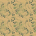 Folk floral art pattern. Flowers abstract surface design. Seamless pattern