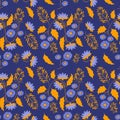 Folk floral art pattern. Flowers abstract surface design. Seamless pattern