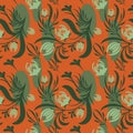 Folk floral pattern. Abstract flowers surface design. Seamless pattern