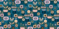 Folk floral seamless pattern. Modern abstract design