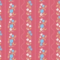 Folk flowers seamless vector repeating background pink an beige. Small florals pattern. Dirnd, Trachtenstoff, Tracht