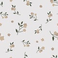 Folk flowers seamless repeating background pink an beige. Small florals pattern. Dirndl, Trachtenstoff, Tracht - great as