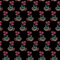 Folk flowers seamless vector repeating background