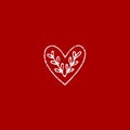 Folk heart with leaves