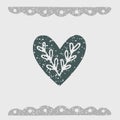 Folk heart with leaves