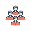 Color illustration icon for Folk, crowd and mob