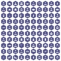 100 folk icons hexagon purple