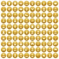 100 folk icons set gold