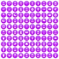 100 folk icons set purple