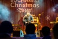 Folk Musician Vasile Seicaru Singing At Christmas Market Free Concert Downtown Bucharest