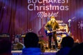 Folk Musician Vasile Seicaru Singing At Christmas Market Free Concert Downtown Bucharest