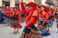 Folk peruvian dancers at parade