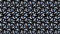 Romantic folk simple flower pattern Modest white and blue flowers on a black background for gift wrap and fabric design