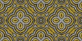 Folk Seamless Border. Multicolor Geometric Kaleidoscope. Golden Trendy Boho Rug. Bohemian Tie Dye