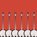 Folk string instrument banjo on a colored background