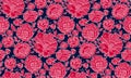 Folk-style floral decorative seamless pattern inspired by Ukraine traditional embroidery. Two-color abstract flowers surface