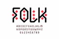 Folk style font design, tribal alphabet