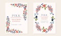 Folk vector invitations, flyers or advertising templates in Nordic style, hygge ready to use designs or prints