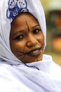 African folkdancer in face painting portrait Royalty Free Stock Photo