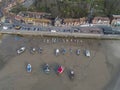 Folkestone Harbour at low tide from the air