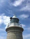 Seagull over Folkestone lighthouse Royalty Free Stock Photo