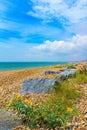 Folkestone pebble beach scenic view England Royalty Free Stock Photo