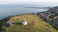 Folkestone\'s Martello Tower and Harbour Arm from the air Royalty Free Stock Photo