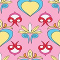 Vector pink background Brittany celtic, Breton trational folklore symbols seamless pattern. Seamless pattern background